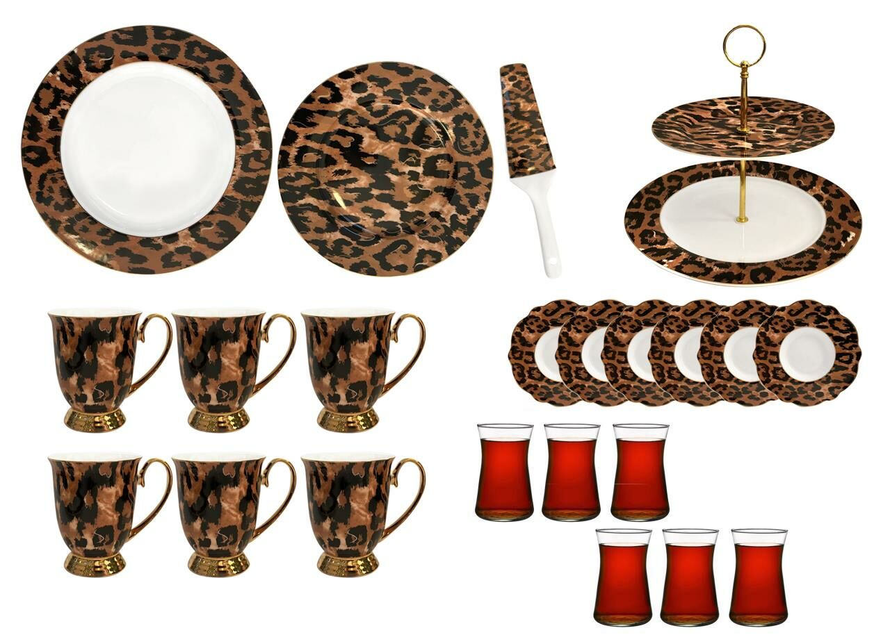 LEOPAR DESEN 27 PARÇA SERVİS SETİ