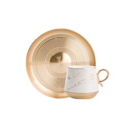 BEYAZ ALTIN TEK KİŞİLİK TÜRK KAHVESİ FİNCANI