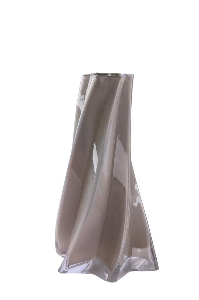 PAŞABAHÇE DENİZLİ CAM EL YAPIM VİZON FÜME VAZO 32CM