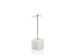 EVZA MERMER BEYAZ GÜMÜŞ KAİDELİ UÇAN KUŞ DEKOR 27CM