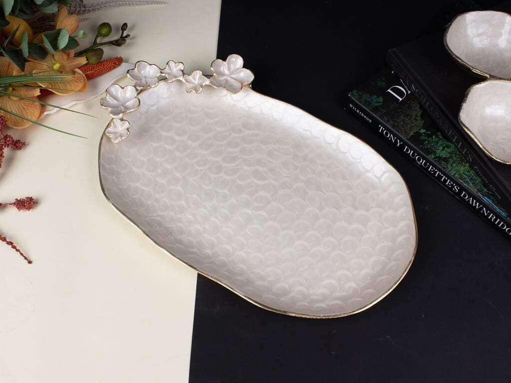 FLORINDO ALTIN SEDEFLİ SUNUMLUK/TEPSİ 39X26CM