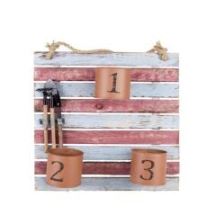 ÇİZGİLİ AHŞAP PANO ÇİÇEKLİK/BAHÇE DEKORU