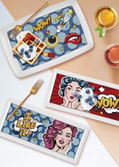 POPART GİRLS DİKDÖRTGEN SERVİS TABAK 35X16CM