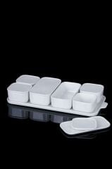 PURE WHİTE PORSELEN 7'Lİ KAPAKLI KAHVALTILIK