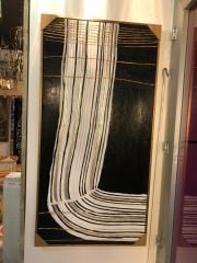 DK6492 SİYAH ALTIN SOYUT DESEN TABLO 72X142CM