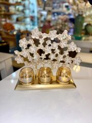 FLORINDO ALTIN SEDEFLİ 3'LÜ STANDLI MUMLUK 33X29CM