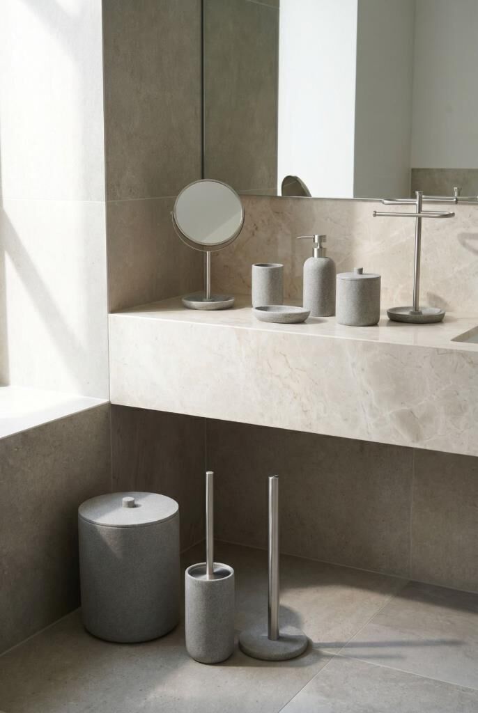 GRİ 9 PARÇA BANYO SETİ
