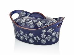 MAVİ KAPAKLI OVAL TENCERE 31CM