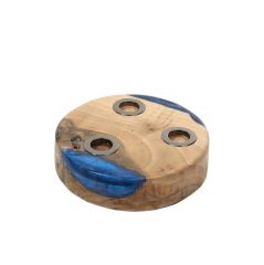 MAVİ YUVARLAK 3'LÜ MUMLUK 25CM