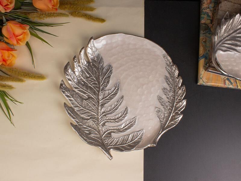 LEVANO GÜMÜŞ SEDEFLİ SUNUM TABAK/DEKOR 33X33CM