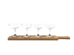 TPW9811 BAMBU TEPSİLİ 4LÜ CAM SUNUM KADEH