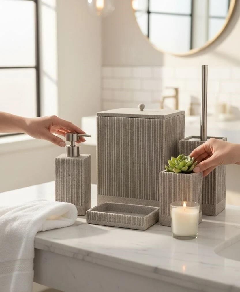 LADUREE COLLECTION GRİ 5 PARÇA BANYO SETİ