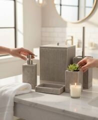 LADUREE COLLECTION GRİ 5 PARÇA BANYO SETİ