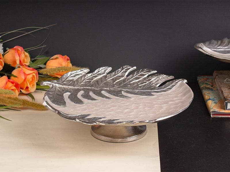 LEVANO GÜMÜŞ SEDEFLİ AYAKLI SUNUM TABAK/DEKOR 35X35CM