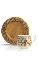 BAMBU TABAKLI 6'LI TÜRK KAHVESİ FİNCANI DESEN1