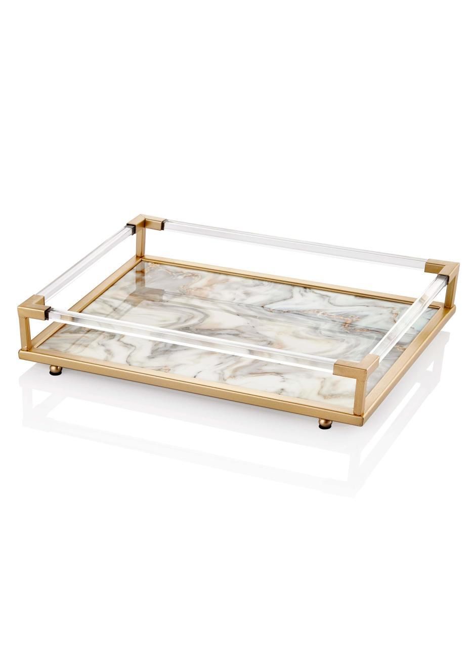 KREM ALTIN MERMER TEPSİ 52CM