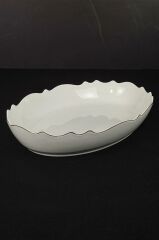 WAVE BEYAZ ALTIN OVAL SUNUM TABAK 38CM