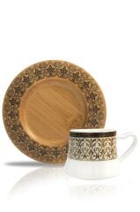 BAMBU TABAKLI 6'LI TÜRK KAHVESİ FİNCANI DESEN6