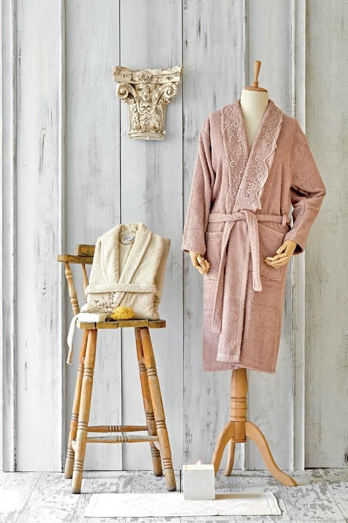 VALERIA ROYAL DANTELLİ ROSE GOLD BORNOZ SETİ