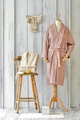 VALERIA ROYAL DANTELLİ ROSE GOLD BORNOZ SETİ