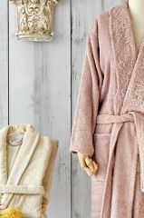 VALERIA ROYAL DANTELLİ ROSE GOLD BORNOZ SETİ