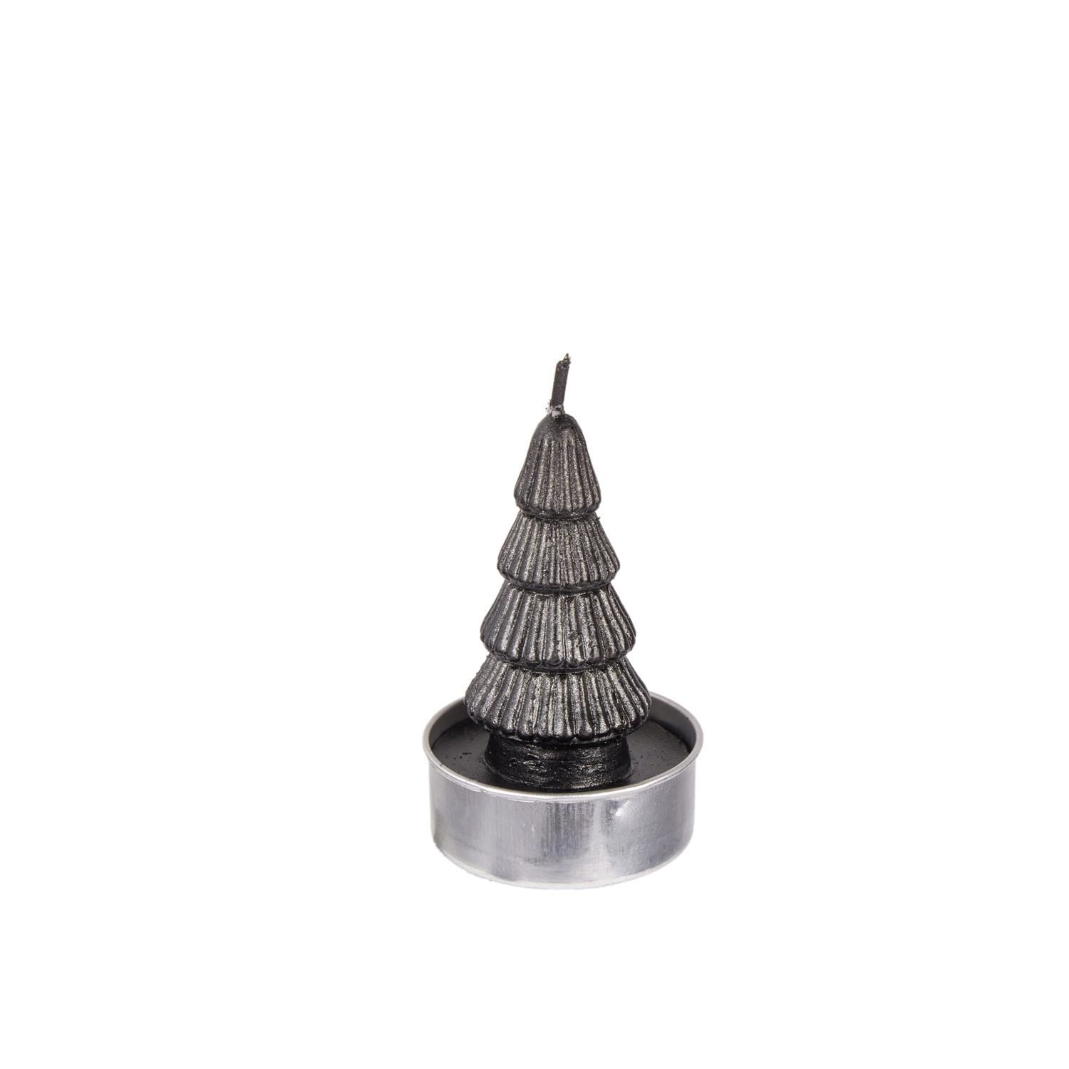 KOYU GÜMÜŞ ÇAM TEALIGHT MUM TEKLİ 6x4 cm