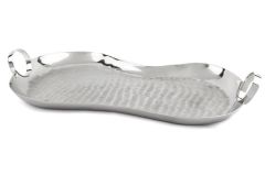 SAIGE GÜMÜŞ HALKA KULPLU OVAL TEPSİ 61X33X8