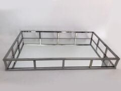 AYNALI METAL DİKDÖRTGEN BÜYÜK TEPSİ/JARDİNYER