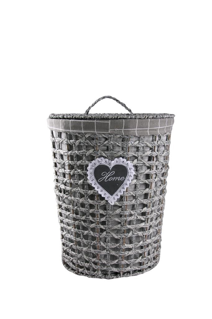 HASIR GRİ YUVARLAK  ÇAMASIR SEPETİ 49CM