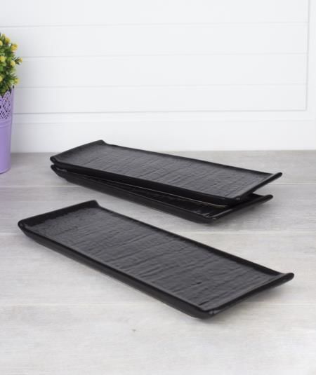 MAT SİYAH TAŞ DESEN KAYIK TABAK 33CM