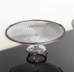 ANTİK AYAKLI YUVARLAK SUNUM TABAK 32CM