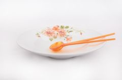 GÜRAL GRANDE SALATA MAKARNA TABAK TURUNCU ÇİÇEK DESEN