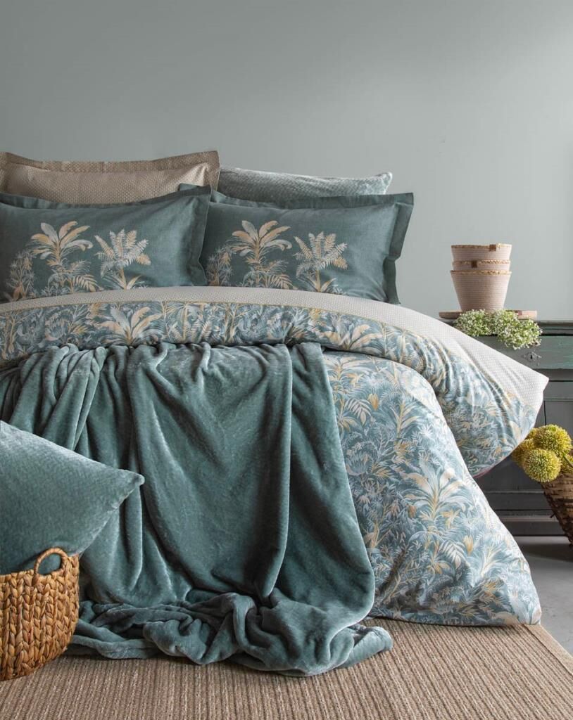 TAMMY YEŞİL ÇİFT KİŞİLİK YATAK ÖRTÜLÜ NEVRESİM TAKIMI