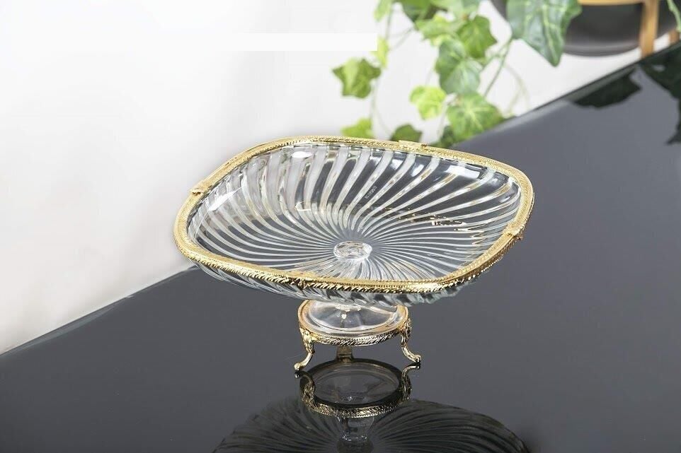 GOLD AYAKLI KARE SUNUM TABAK 24X24CM