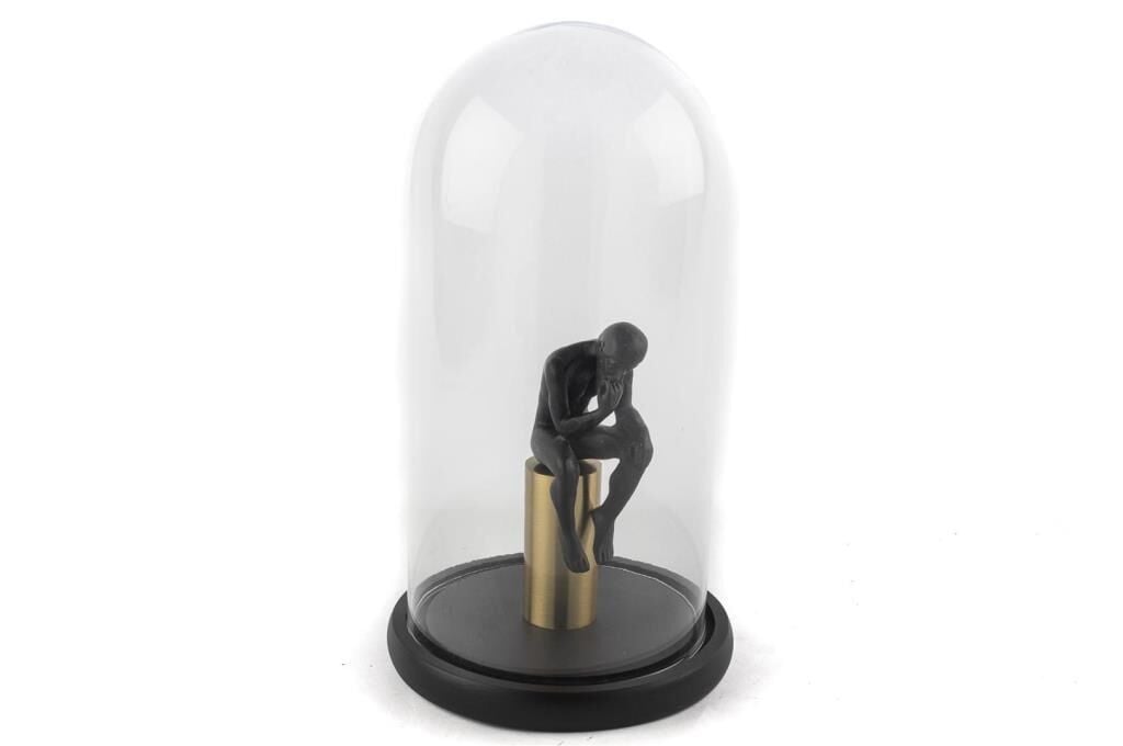 SİYAH DÜŞÜNEN ADAM CAM FANUS DEKOR 17X33CM