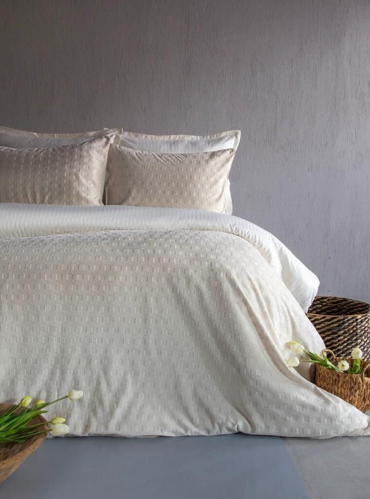 UNIQUE TOUCH TIMES EKRU ÇİFT KİŞİLİK NEVRESİM TAKIMI