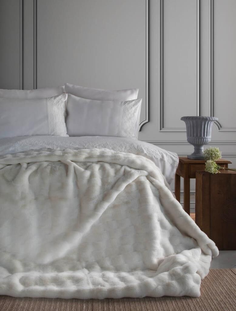 NOLAN BEYAZ ÇİFT KİŞİLİK YATAK ÖRTÜLÜ SET