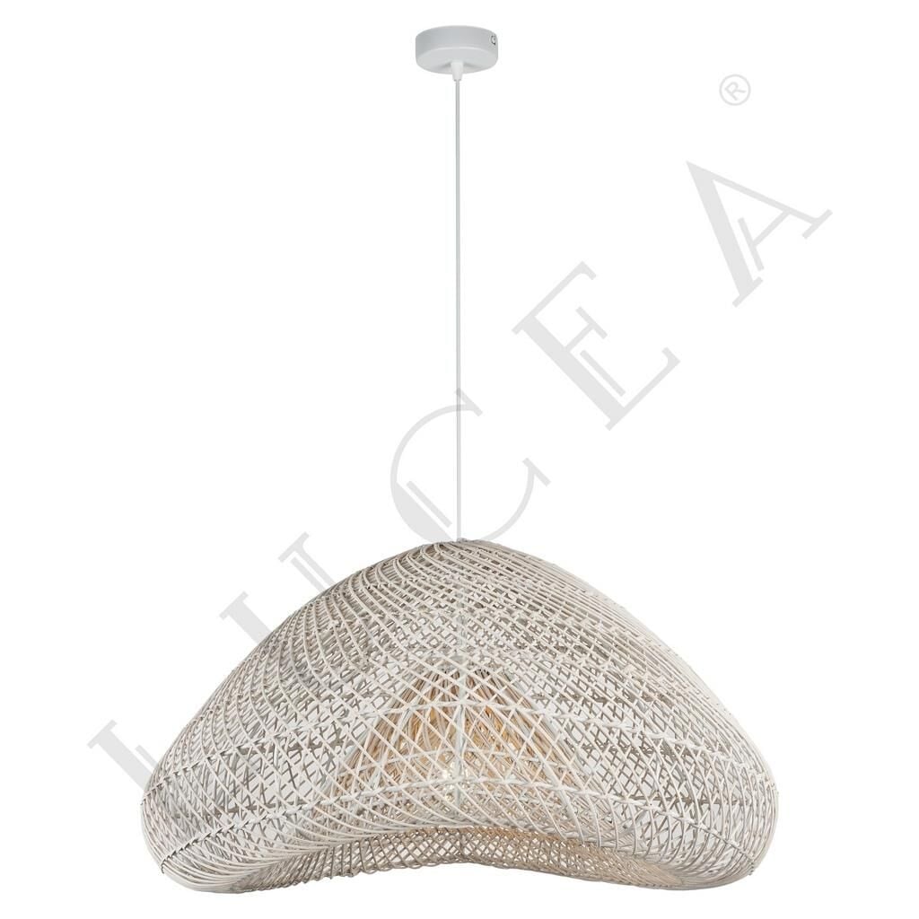 VOLETA 60CM BAMBU BEYAZ PATİNALI TEKLİ AVİZE E27x1