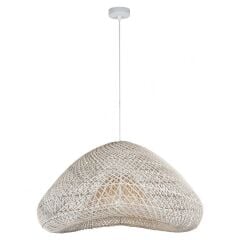 VOLETA 60CM BAMBU BEYAZ PATİNALI TEKLİ AVİZE E27x1