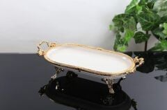 GOLD AYAKLI OVAL SUNUM TABAK 25X15CM