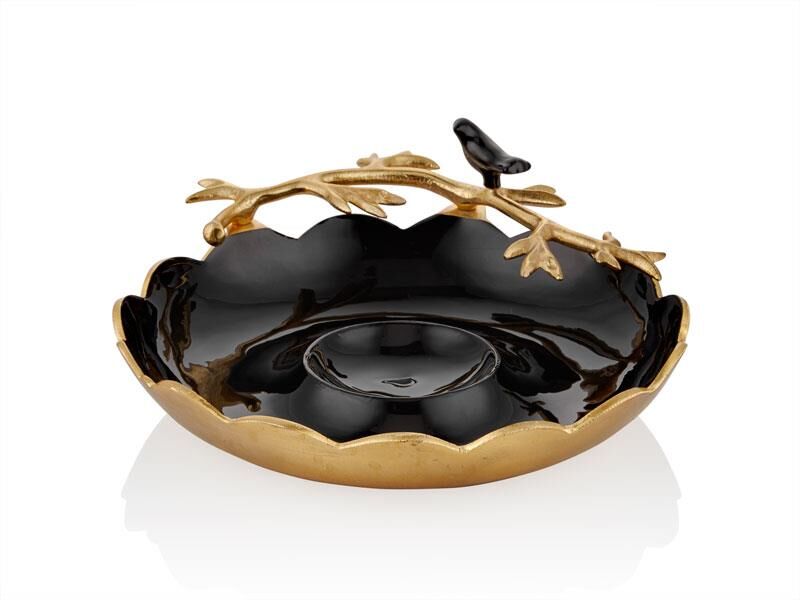 LOVE BIRD SERİSİ SİYAH ORTASI SOSLUKLU KASE/DEKOR 36CM