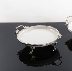 GÜMÜŞ AYAKLI YUVARLAK SUNUM TABAK 25CM
