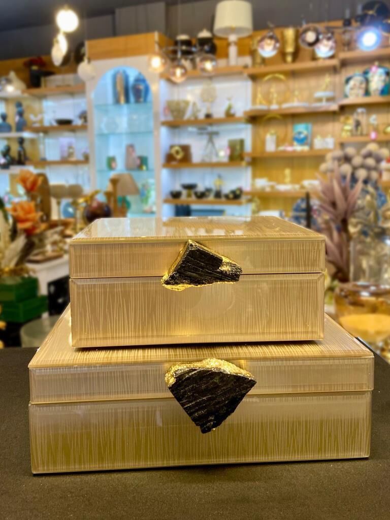 VİZON DOĞAL TAŞ 2'Lİ DEKORATİF KUTU