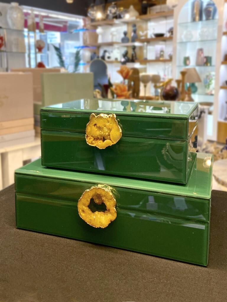 YEŞİL DOĞAL TAŞ 2'Lİ DEKORATİF KUTU