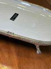GÜMÜŞ AYAKLI OVAL SUNUM TABAK 33X21CM