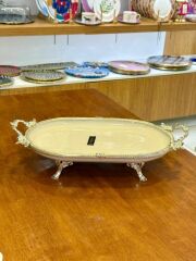GÜMÜŞ AYAKLI OVAL SUNUM TABAK 33X21CM