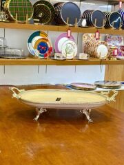 GÜMÜŞ AYAKLI OVAL SUNUM TABAK 33X21CM