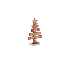 KIRMIZI AHŞAP NOEL AĞAÇ DEKOR 18CM