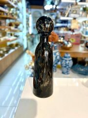 SİYAH CAM HARELİ DEKORATİF ŞİŞE/DEKOR 12X42CM