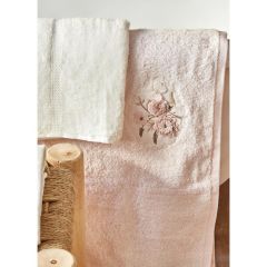 HELEN 3D NAKIŞLI PUDRA OFFWHITE BAMBU AİLE SETİ